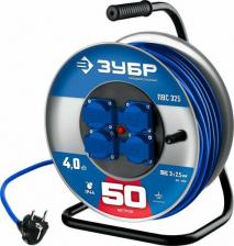 Сетевой фильтр Зубр ПВС 325 ПВС 3х2.5 50м 4000Вт Ip44, Силовой удлинитель на стальной катушке