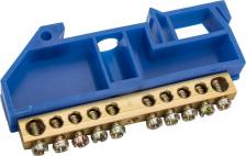 Шинная система Rexant Нулевая шина на DIN-рейку Нулевая N шина с синим изолятором на DIN-рейку 6x9 мм стойка большая 10 групп 11-2341