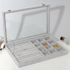 Шкатулка Queen Fair Подставка под украшения, 10 рядов, 12 ячеек, 35*24*4,5 см, цвет серый 2683011