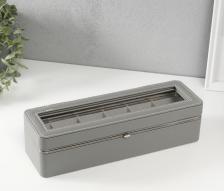 Шкатулка Сима-Ленд Шкатулка для часов 6 отделений "Серая", искусственная кожа, 9.5x30.5x8 см