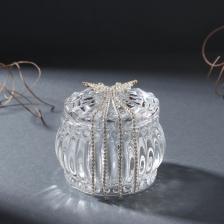 Шкатулка Сима-Ленд Шкатулка для украшений "Бабочка со шлейфом", стекло, серебро 7.5x7.5x7 см