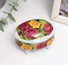 Шкатулка Сима-Ленд Шкатулка для украшений на ножках "Куст с розами", керамика, 6.1x7.7x4.8 см
