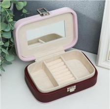 Шкатулка Сима-Ленд Шкатулка кожзам для украшений "Кактусы" нежно-розовая 5х15х10 см