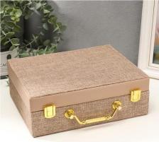 Шкатулка Сима-Ленд Шкатулка кожзам для украшений "Мокко" комбинированная чемодан 8х18х23 см