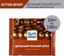 Шоколад Ritter Sport Шоколад Extra Nut молочный цельный лесной орех ореховый, 100 г, 10 шт. в уп., 10 уп