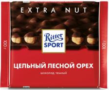 Шоколад Ritter Sport Шоколад темный с цельным лесным орехом, 100 г