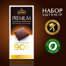 Шоколад Спартак Шоколад горький элитный 90% тонкий 5 шт по 95 г