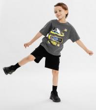 Шорты для мальчика Button Blue Шорты с поясом на резинке чёрные для мальчика (128)