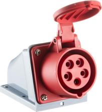 Штепсельное гнездо DeKraft Розетка силовая угловая настенная РС-103 с заземлением 3P+N+PE 3 фазы 16 А 380 В IP44 красная