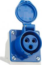 Штепсельное гнездо КЭАЗ Розетка силовая угловая настенная с заземлением 2P+PE 16 А 220 В IP44 синяя