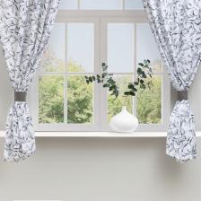 Штора Доляна Шторы для кухни Plant leaves 146х180 см - 2 шт, подхваты - 2 шт, 100% хлопок, 164 г