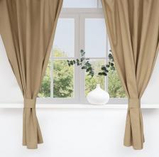 Штора Этель Комплект штор для кухни Kitchen, с подхватами, бежевый, 150x180 см, 2 шт. 10472176