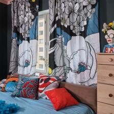 Штора Moroshka Штора готовая (гардина) Iris 160x270см на шторной ленте (орхидея)