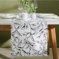 Скатерть Доляна Дорожка Plant leaves 40х146 см, 100% хл, рогожка 164 г/м2