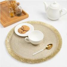 Скатерть Доляна Набор салфеток 2 шт. "Блеск",цв.золото, d 38 см 7322010