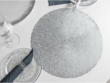 Скатерть Доляна Набор салфеток сервировочных на стол "Соломка", d=38 см, 4 шт, цвет серебро