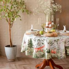 Скатерть Этель Скатерть "Лесная сказка" d=148 см саржа хлопок 190гм2