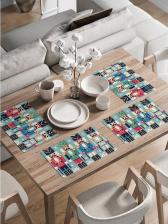 Скатерть JoyArty Комплект из 4-х тканевых плейсматов для сервировки обеденного пространства и декора кухни. декоративные салфетки с круглым краем изготовлены 4610230939689