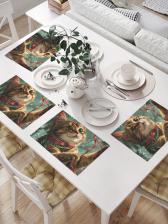 Скатерть JoyArty Комплект из 4-х тканевых плейсматов для сервировки обеденного пространства и декора кухни. Салфетки изготовлены из износостойкого и гипоаллергенного 4610230849148