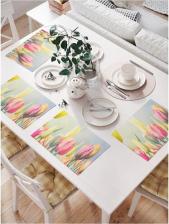 Скатерть JoyArty Комплект салфеток "Акварельные ирисы" для сервировки стола 32х46 см, 4 шт