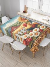 Скатерть JoyArty Комплектация: тканевая скатерть 180х145 см. Материал: сатен; состав: полиэстер 100%. Плотность: 175 гр/кв.м. Яркая скатерть на обеденный стол поможет 4610230827238