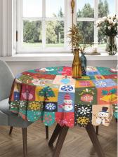 Скатерть JoyArty Круглая тканевая скатерть на стол с рисунком "встречай новый год" 150х150 см rtcf01_20058_150x150 станет стильным дополнением вашей кухни.Скатерть