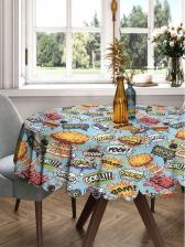 Скатерть JoyArty Круглая тканевая скатерть на стол Скатерть круглая тканевая на стол с рисунком BAM BOOM 150х150 см rtcf01_423740_150x150