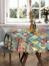 Скатерть JoyArty Круглая тканевая скатерть на стол Скатерть круглая тканевая на стол с рисунком Фламинго на закате 150х150 см rtcf01_423253_150x150