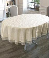 Скатерть Karna Скатерть KDK с гипюром овальная 160х220 см - Кремовый