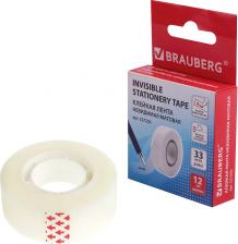 Скотч Brauberg Клейкая лента 12 мм х 33 м НЕВИДИМАЯ, матовая, европодвес, 227256