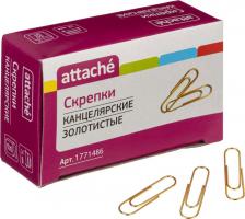 Скрепка/кнопка/скоба Attache Скрепки канцелярские 28 мм металлические медные (50 штук в упаковке)