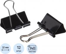 Скрепка/кнопка/скоба Attache Зажимы для бумаг 32 мм черные (12 штук в упаковке)