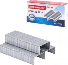 Скрепка/кнопка/скоба Brauberg Скобы для степлера цинковое покрытие №10, 1000 штук, "EXTRA", до 20 листов, 229298