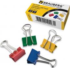 Скрепка/кнопка/скоба Brauberg Зажимы для бумаг, КОМПЛЕКТ 12 шт., 15 мм, на 45 листов, цветные, картонная коробка, 224469
