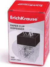 Скрепка/кнопка/скоба Erich Krause Скрепочница магнитная со 100 скрепками, прозрачный корпус, 22096