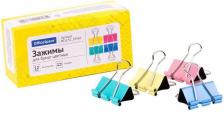 Скрепка/кнопка/скоба OfficeSpace Зажимы для бумаг, 32 мм, 12 штук, цветные
