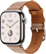 Смарт-часы Apple Watch Hermes Series 11 42 mm Natural Titanium Case with Gold/Ecru Toile H Single Tour