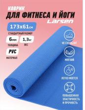 Снаряжение для фитнеса Larsen Коврик для йоги и фитнеса PVC blue 173 см, 6 мм