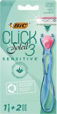 BIC Бритва 3 подвижных лезвия, Click 3 Soleil Sensitive, 1 ручка и 2 сменные кассеты