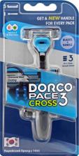 Средство для бритья Dorco Мужской бритвенный станок c 3-мя лезвиями и плавающей головкой + комплект из 4 кассет PACE 3 Cross, 1 шт
