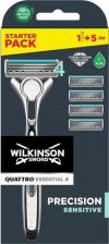 Средство для бритья Wilkinson Sword Бритвенный станок для мужчин Quattro Titanium Sensitive с титановым покрытием + 4 кассеты
