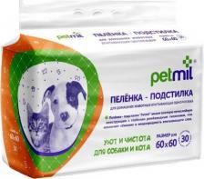 Средство для ухода за животными Petmil Пеленка-подстилка для домашних животных 60x60 cм 30 штук