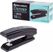 Степлер Brauberg Степлер №10 "Black Jack", до 18 листов, антистеплер, черный, 227763