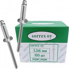 Строительная заклепка Sorrex Размер: 3.2х6Материал стержня: нержавеющая сталь А2Материал тела: нержавеющая сталь А2Толщина соединяемых материалов: 1,5-3,5ммДиаметр бортика