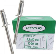 Строительная заклепка Sorrex Размер: 4.8х10. Материал стержня: оцинкованная сталь. Материал тела: оцинкованная сталь. Толщина соединяемых материалов: 4,5-6мм. Диаметр бортика