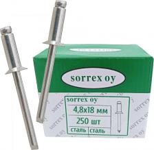 Строительная заклепка Sorrex Размер: 4.8х18. Материал стержня: оцинкованная сталь. Материал тела: оцинкованная сталь. Толщина соединяемых материалов: 12-14мм. Диаметр бортика