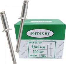 Строительная заклепка Sorrex Размер: 4.8х6Материал стержня: оцинкованная стальМатериал тела: алюминий с содержанием магния 2,5%Толщина соединяемых материалов: 1-3,5ммДиаметр 4673763305680
