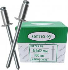Строительная заклепка Sorrex Вытяжная заклепка 6,4х12, алюминий/сталь, 100 шт. 2ASD 64120 100