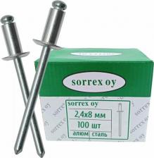 Строительная заклепка SORREX Заклепка вытяжная 2.4х8 алюминий/сталь (100штук) 2ASD 24800 100