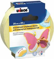 Строительный скотч Unibob Малярная лента 25 мм х 25 м желтая 4640012882179